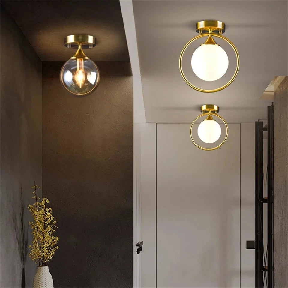Nøordka Light Ceiling Light Fixtures Milky white A Glass Globe Flush-Mount Ceiling Light Fixture