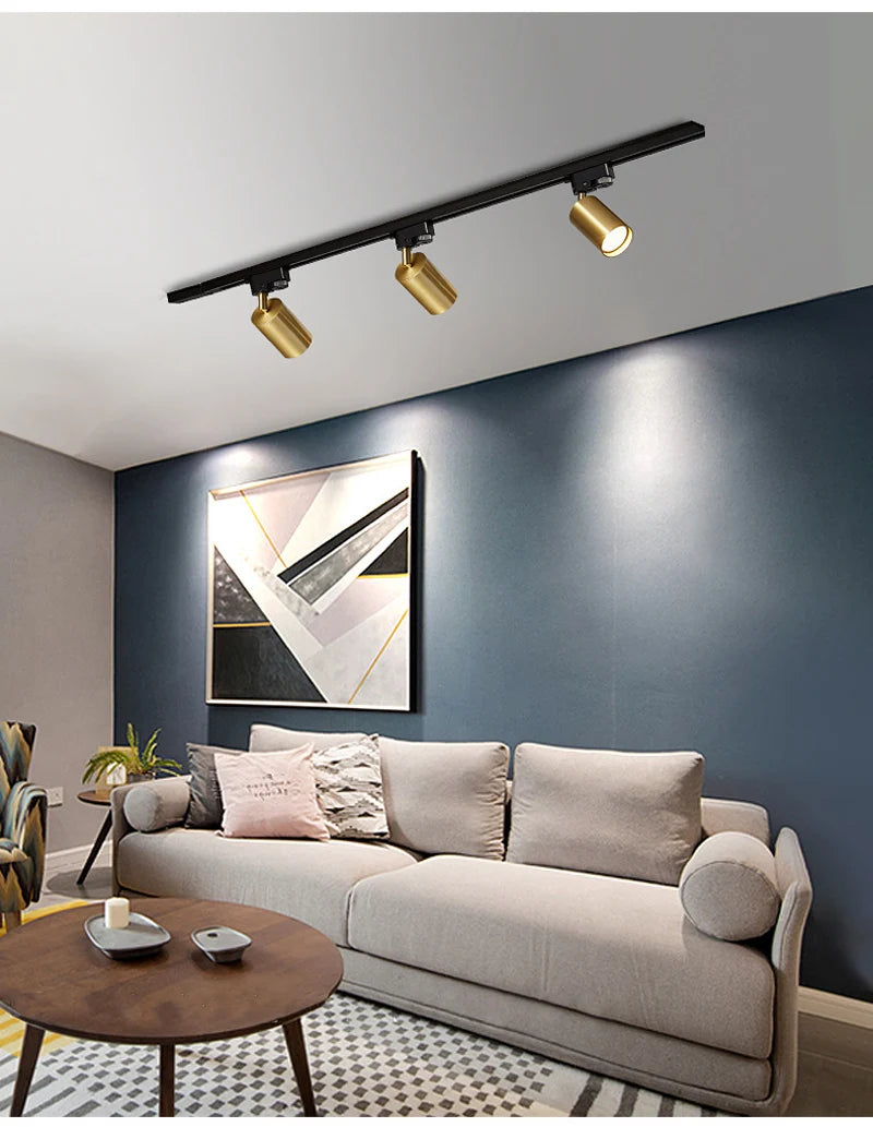 Nøordka Light Ceiling Light Fixtures Modern Black & Gold Flush-Mount Ceiling Spotlight Track Lighting Fixture