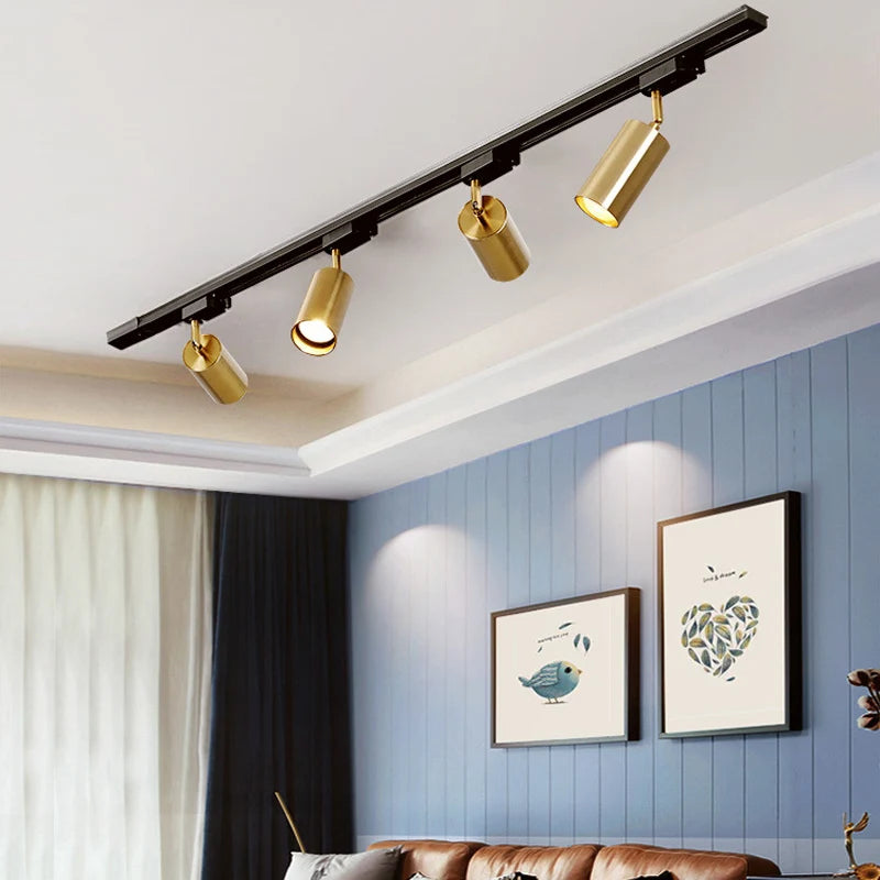 Nøordka Light Ceiling Light Fixtures Modern Black & Gold Flush-Mount Ceiling Spotlight Track Lighting Fixture