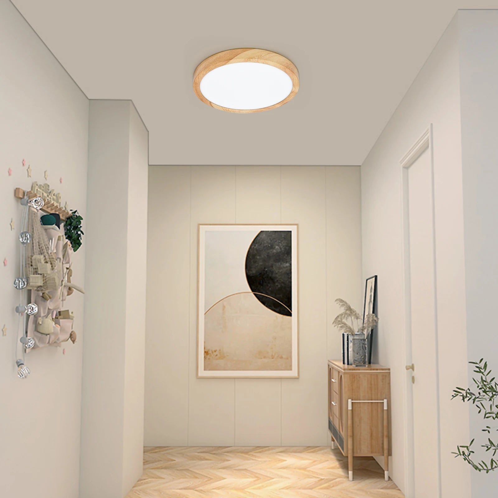 Nøordka Light Ceiling Light Fixtures Modern LED Ceiling Light with Wood Grain Finish and Three Color Options