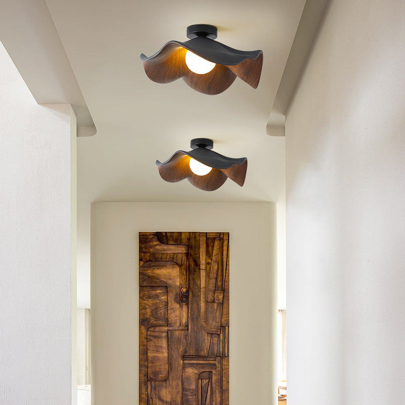 Nøordka Light Ceiling Light Fixtures Modern Minimalist Walnut Grain Flush-Mount Ceiling Light