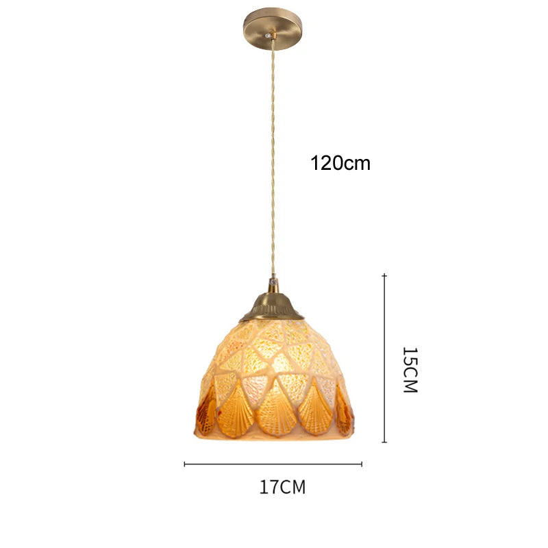 Nøordka Light Ceiling Light Fixtures Pastoral French Design Retro Stained Glass Pendant Light Fixture