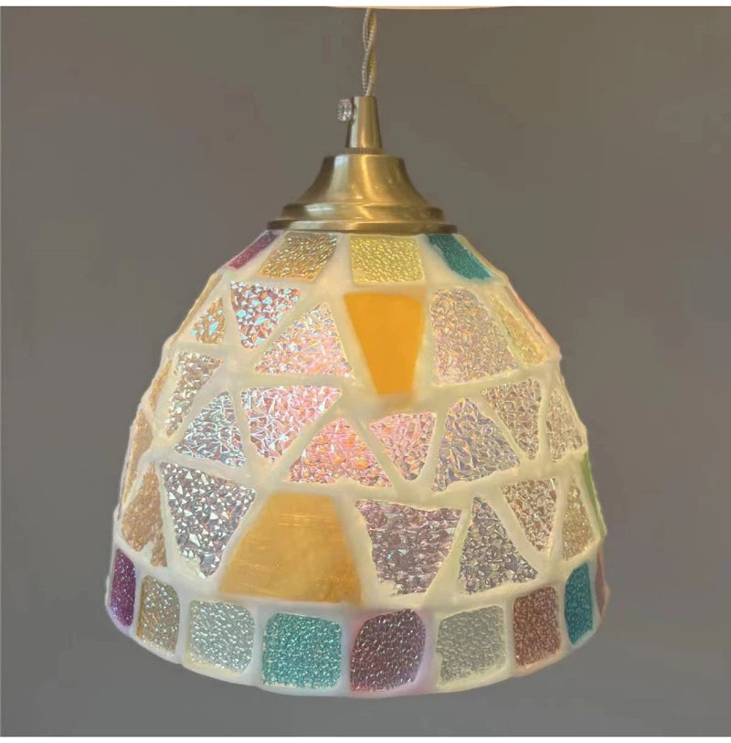 Nøordka Light Ceiling Light Fixtures Pastoral French Design Retro Stained Glass Pendant Light Fixture
