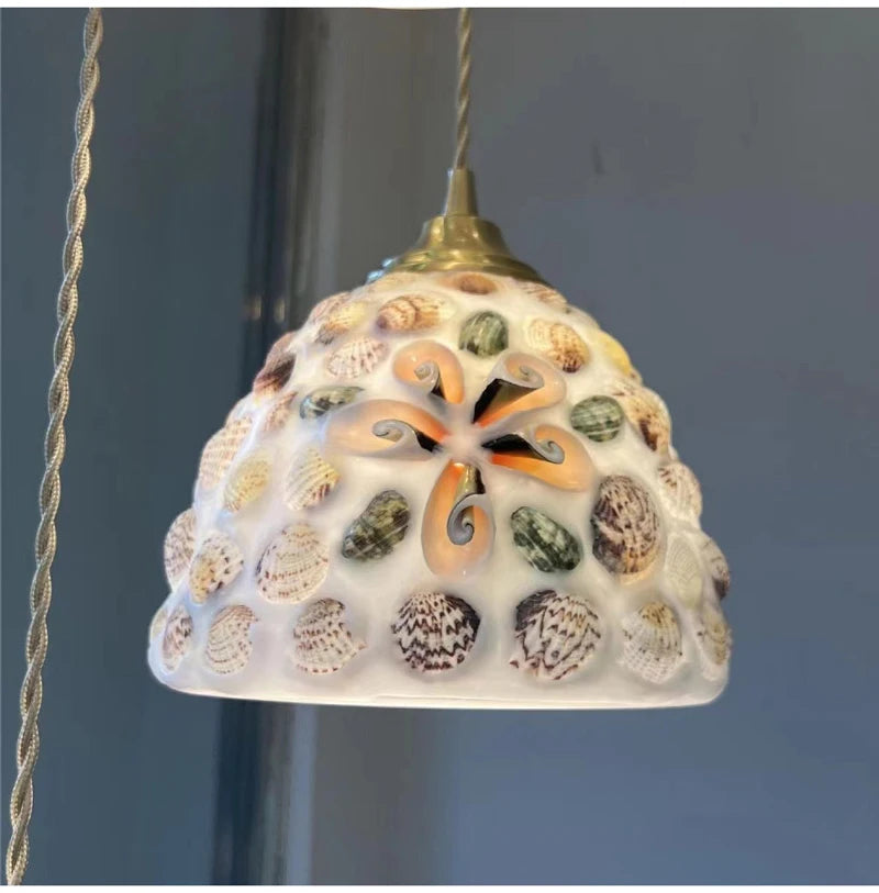 Nøordka Light Ceiling Light Fixtures Pastoral French Design Retro Stained Glass Pendant Light Fixture