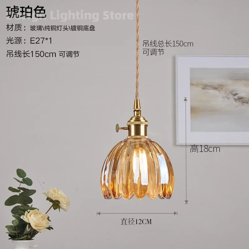 Nøordka Light Ceiling Light Fixtures Retro Glass Luster Patterned Pendant Light Fixture
