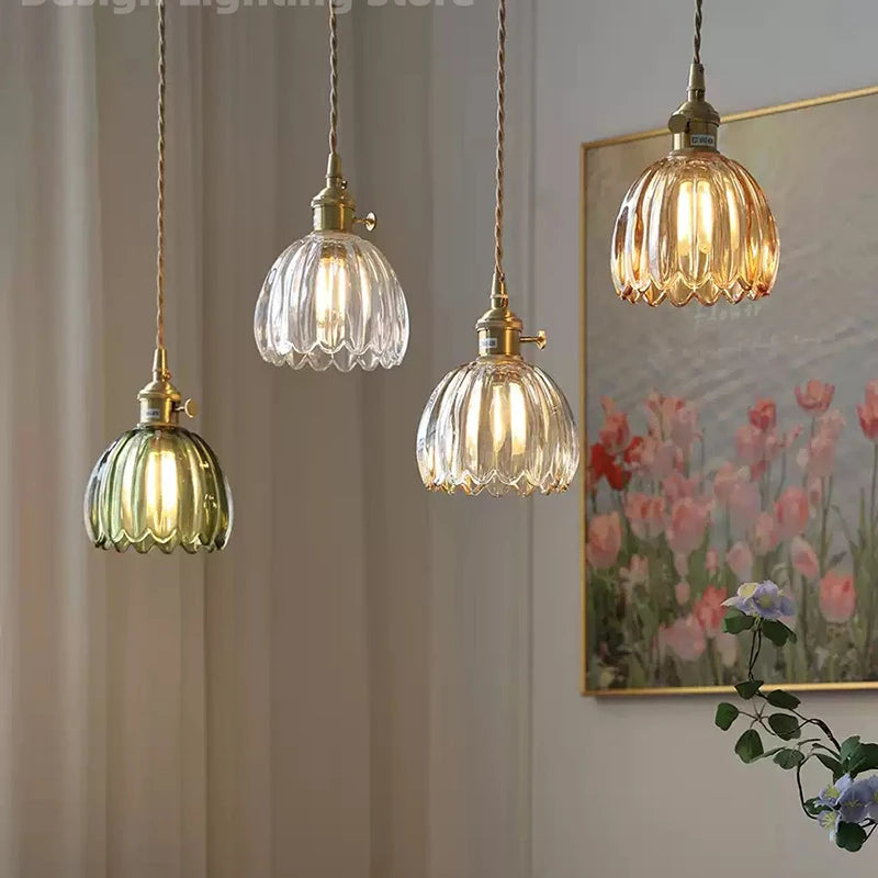 Nøordka Light Ceiling Light Fixtures Retro Glass Luster Patterned Pendant Light Fixture