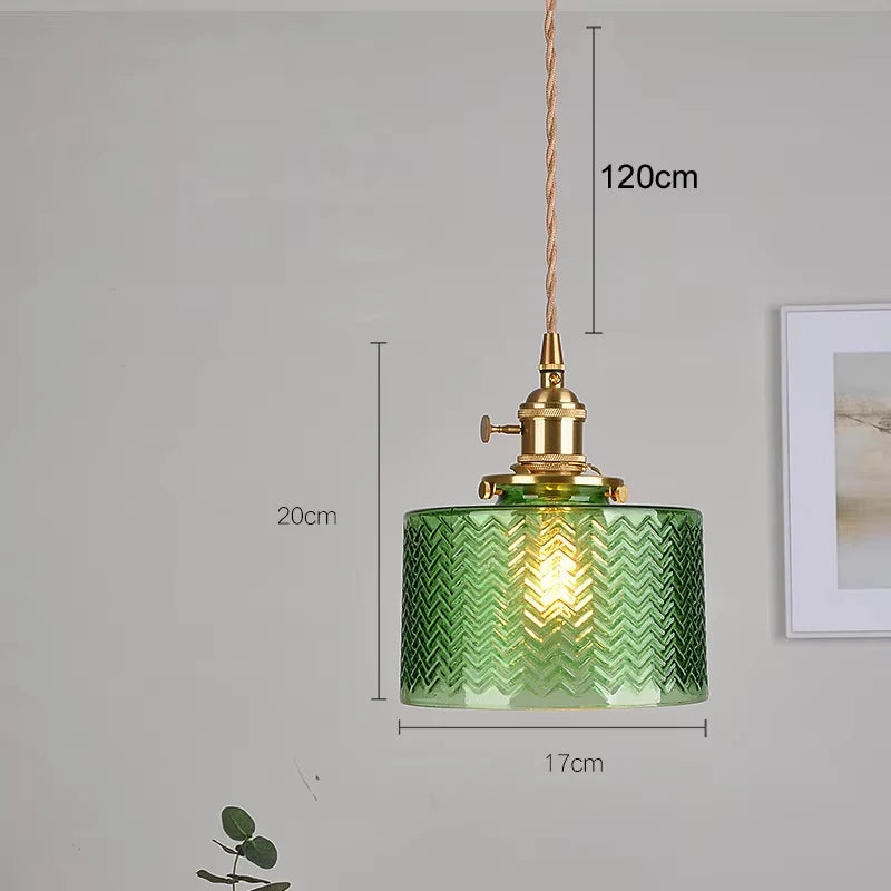 Nøordka Light Ceiling Light Fixtures Retro Patterned Glass Pendant Light Fixture
