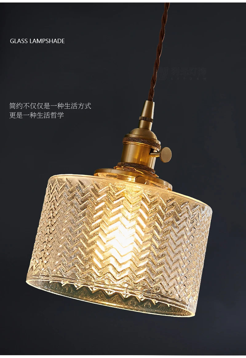 Nøordka Light Ceiling Light Fixtures Retro Patterned Glass Pendant Light Fixture