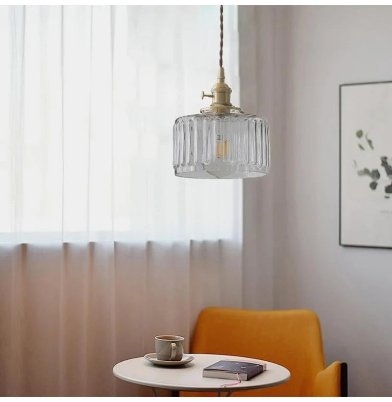 Nøordka Light Ceiling Light Fixtures Retro Patterned Glass Pendant Light Fixture