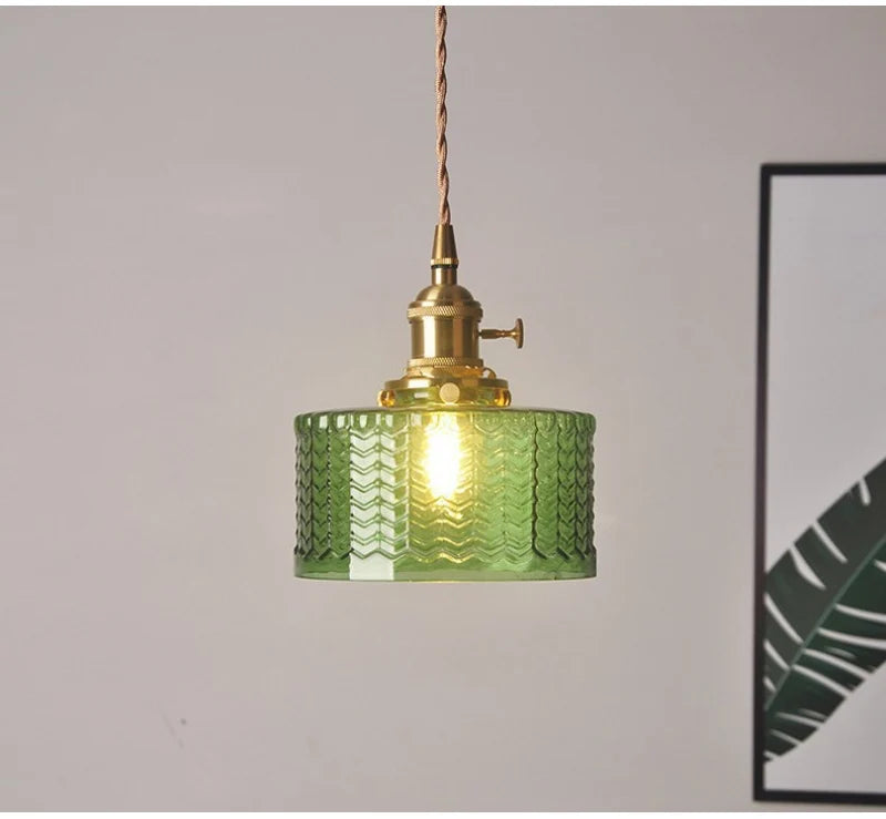 Nøordka Light Ceiling Light Fixtures Retro Patterned Glass Pendant Light Fixture