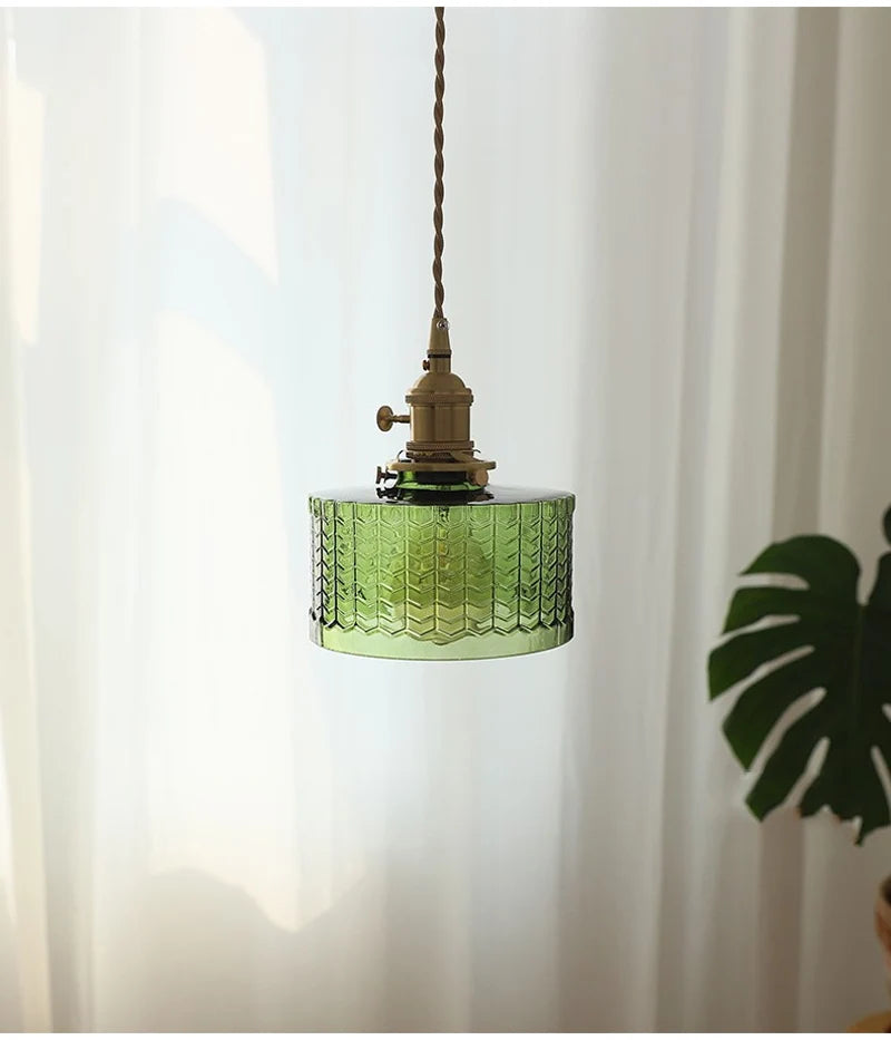 Nøordka Light Ceiling Light Fixtures Retro Patterned Glass Pendant Light Fixture