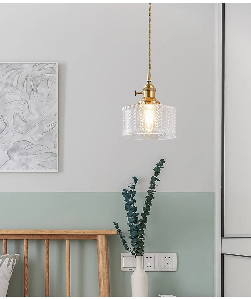 Nøordka Light Ceiling Light Fixtures Retro Patterned Glass Pendant Light Fixture