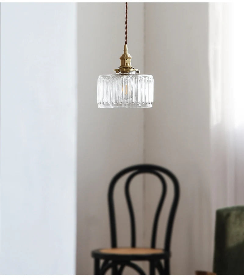 Nøordka Light Ceiling Light Fixtures Retro Patterned Glass Pendant Light Fixture
