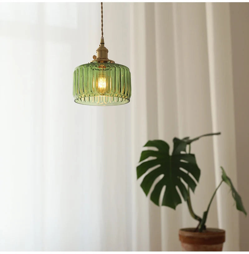 Nøordka Light Ceiling Light Fixtures Retro Patterned Glass Pendant Light Fixture