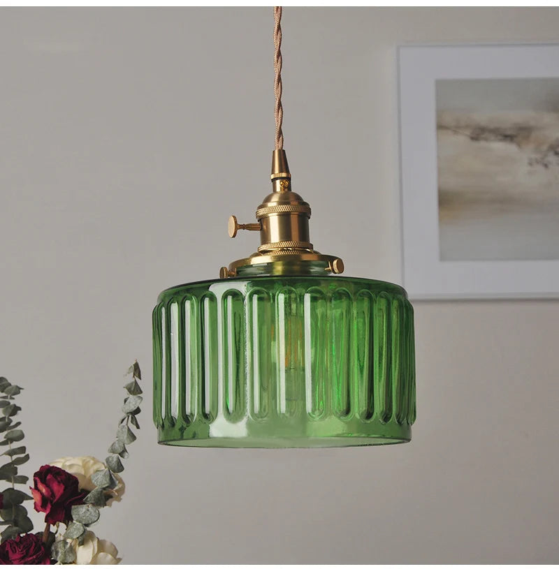 Nøordka Light Ceiling Light Fixtures Retro Patterned Glass Pendant Light Fixture