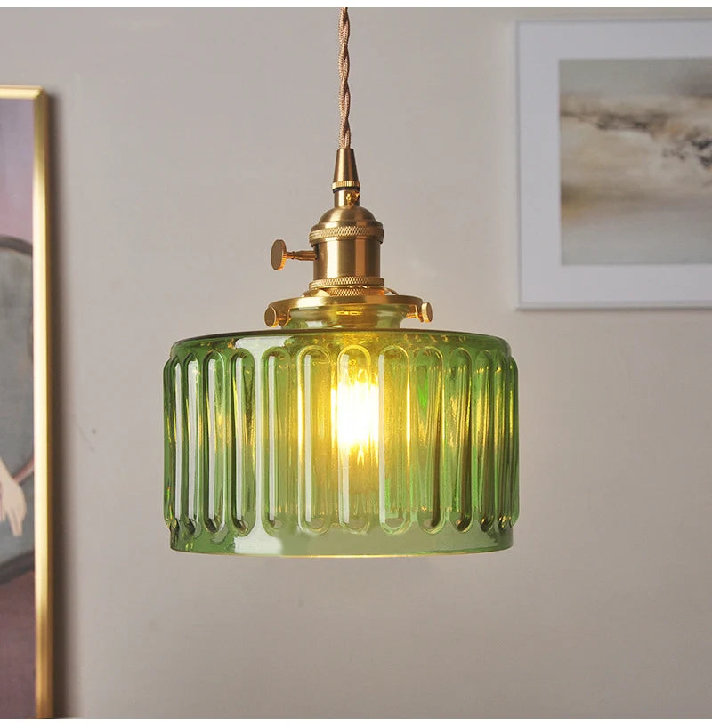 Nøordka Light Ceiling Light Fixtures Retro Patterned Glass Pendant Light Fixture