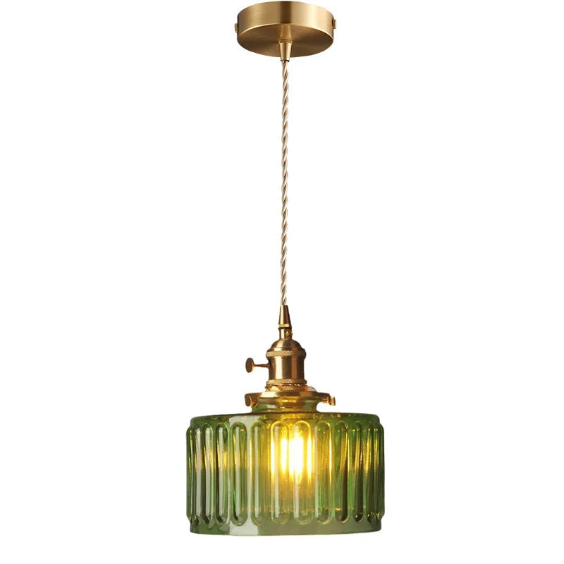 Nøordka Light Ceiling Light Fixtures Retro Patterned Glass Pendant Light Fixture
