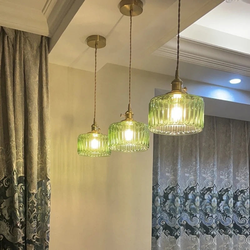 Nøordka Light Ceiling Light Fixtures Retro Patterned Glass Pendant Light Fixture