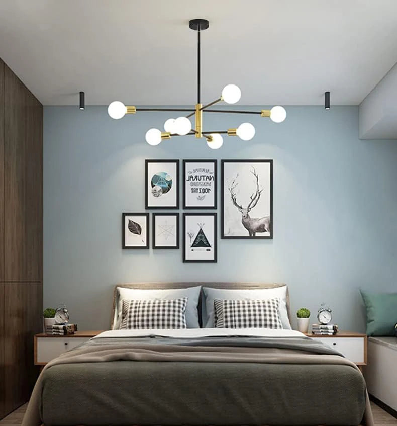 Nøordka Light Ceiling Light Fixtures Sputnik Black Chandelier Flush Mount Ceiling Light Fixture