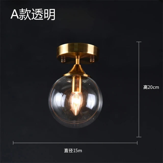 Nøordka Light Ceiling Light Fixtures Transparent A Glass Globe Flush-Mount Ceiling Light Fixture