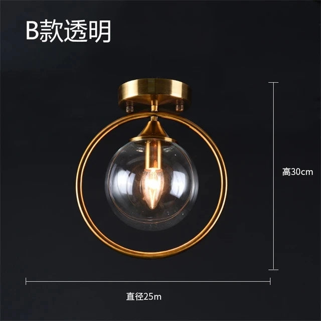 Nøordka Light Ceiling Light Fixtures Transparent B Glass Globe Flush-Mount Ceiling Light Fixture