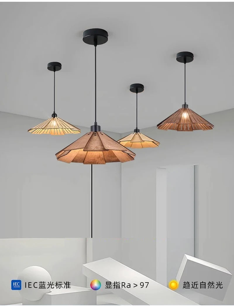 Nøordka Light Ceiling Light Fixtures Wabi-Sabi Style Wood Pendant Light Fixture