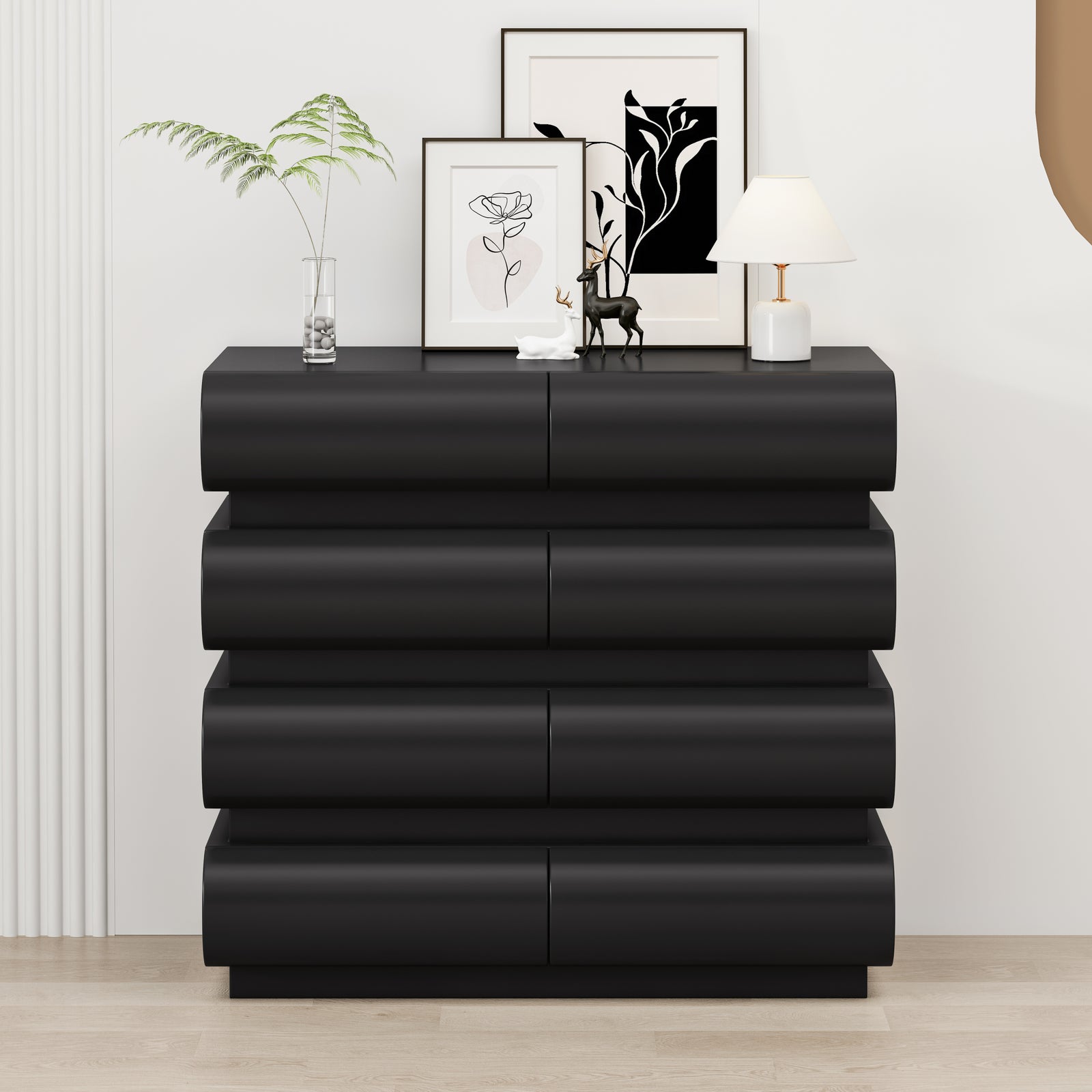 Nøordka Light Dresser Default 32" Black Handle Free Modern 8 Drawer Dresser