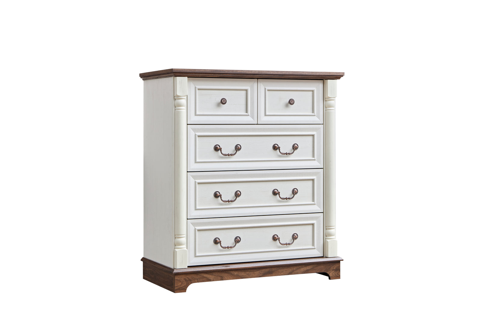 Nøordka Light Dresser Default 32" Walnut Farmhouse Style 5 Drawer Wooden Dresser Chest