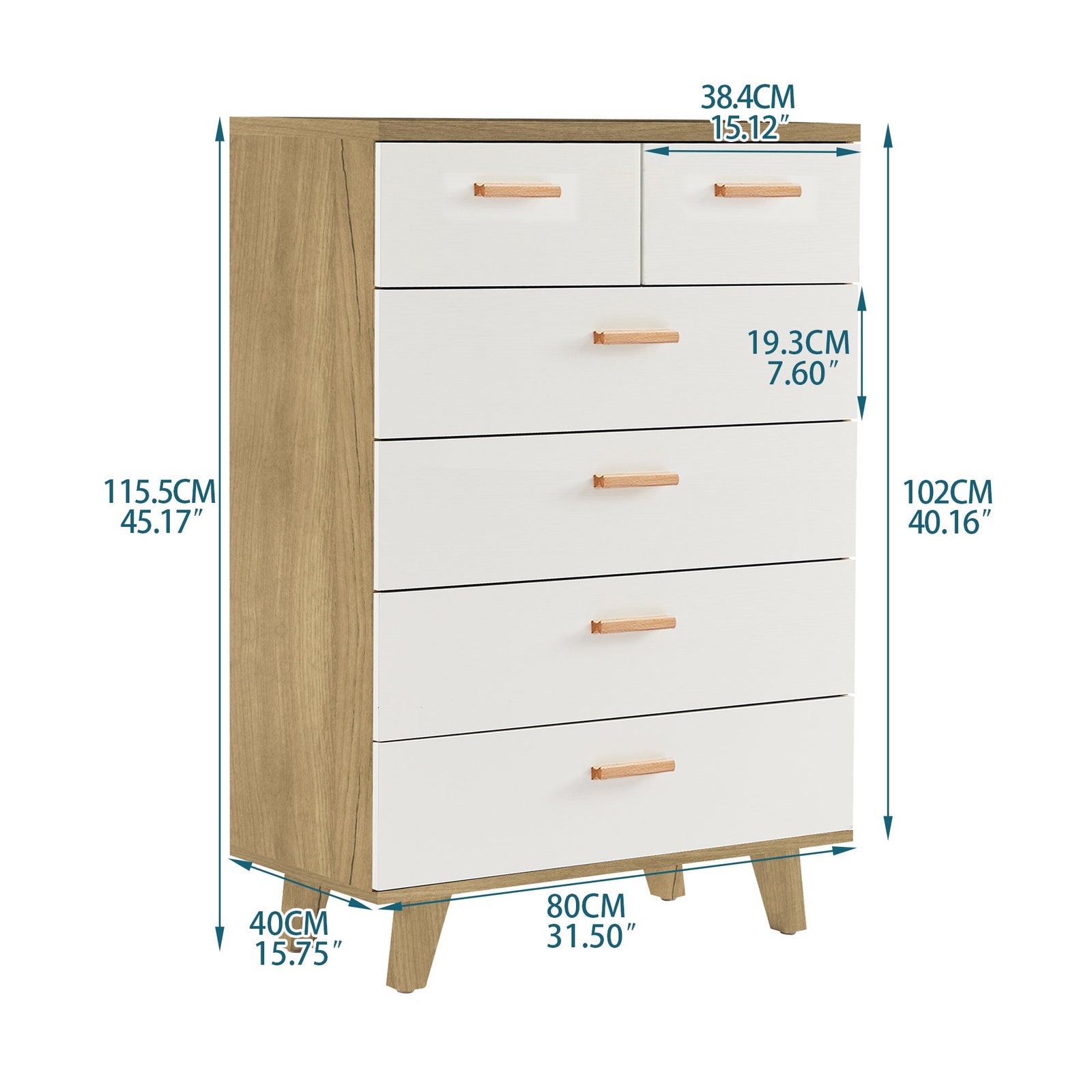 Nøordka Light Dresser Default 32" White Brown Drawer Dresser Buffet Cabinet & Sideboard