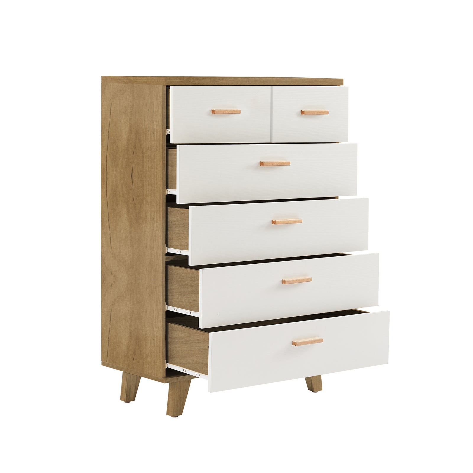 Nøordka Light Dresser Default 32" White Brown Drawer Dresser Buffet Cabinet & Sideboard