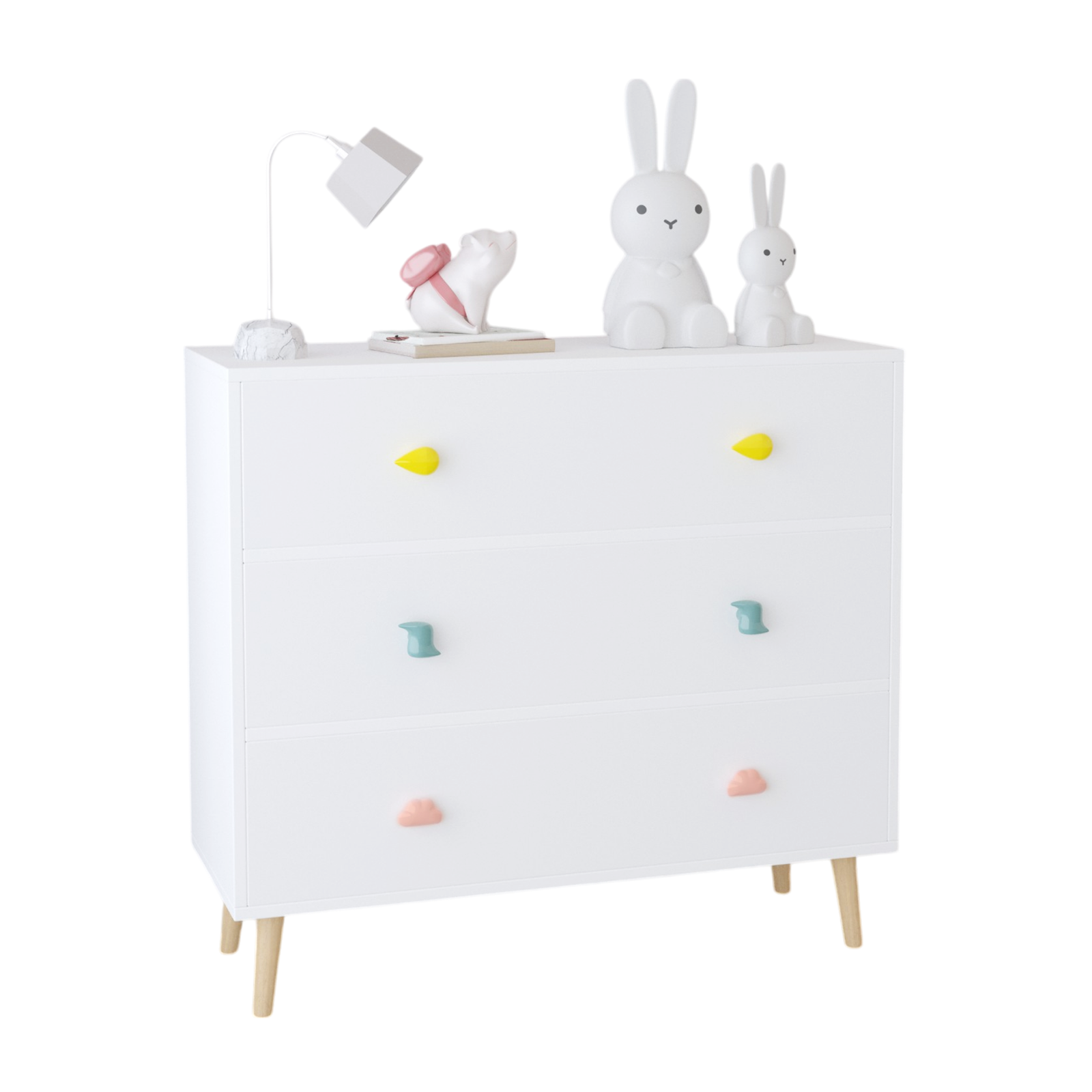 Nøordka Light Dresser Default 32" White Kids 3 Drawer Dresser & Nightstand