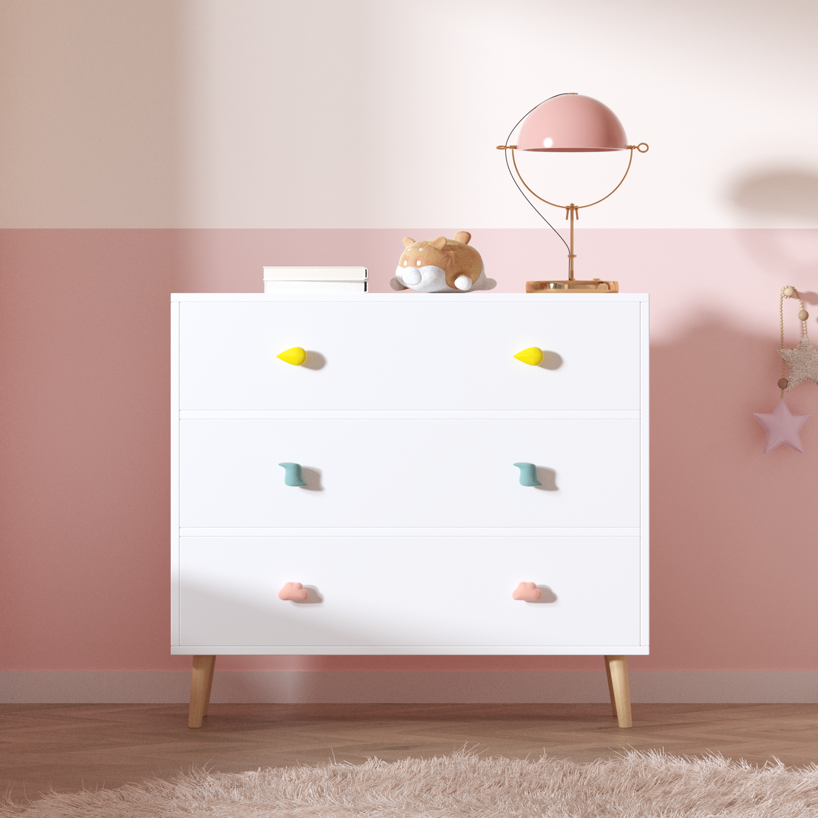 Nøordka Light Dresser Default 32" White Kids 3 Drawer Dresser & Nightstand