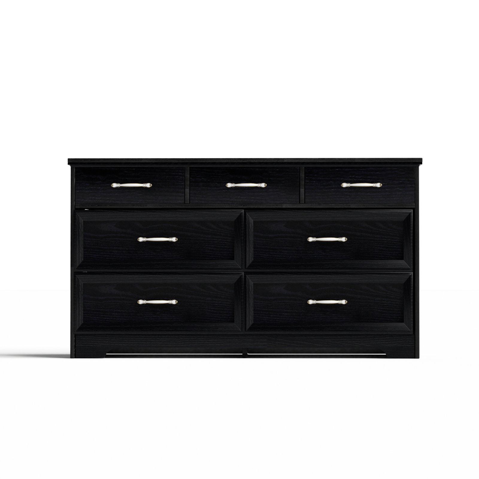 Nøordka Light Dresser Default 50" Black Mid Century Modern 3 Drawer Bedroom Chest with Metal Handling