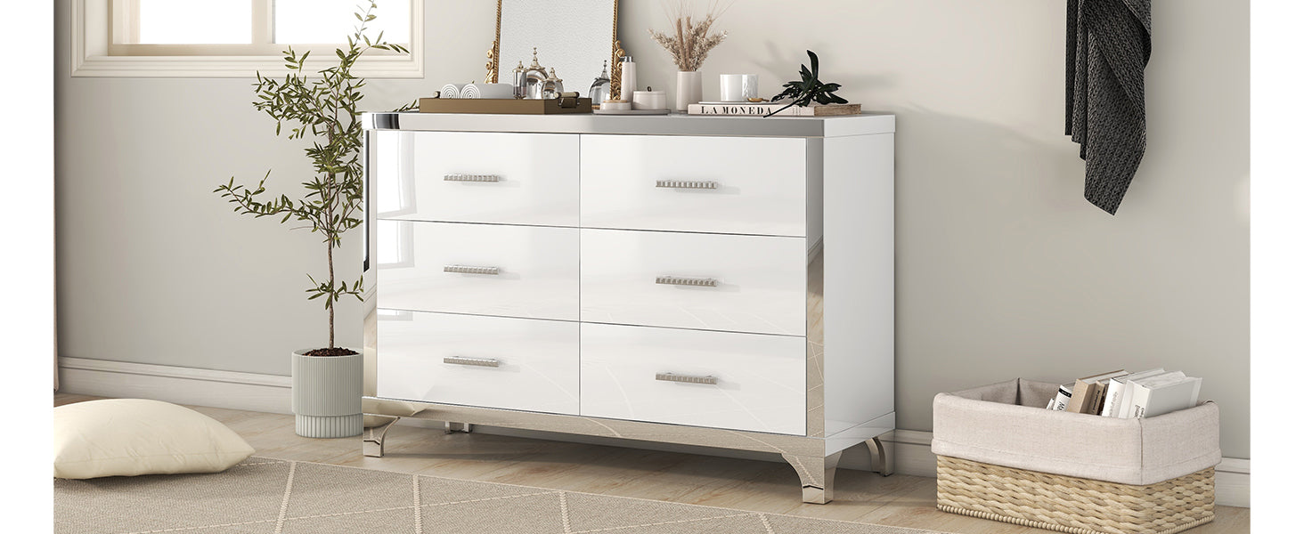 Nøordka Light Dresser Default 50" Gloss White Dresser with Metal Handling