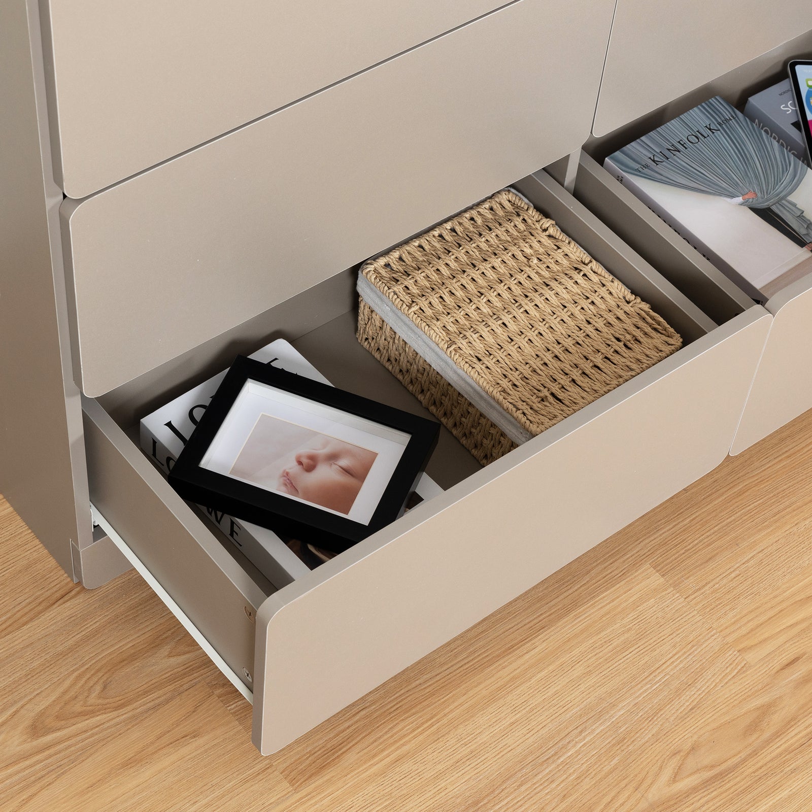 Nøordka Light Dresser Default 50" Light Gray Drawer Dresser Cabinet With Six Drawers