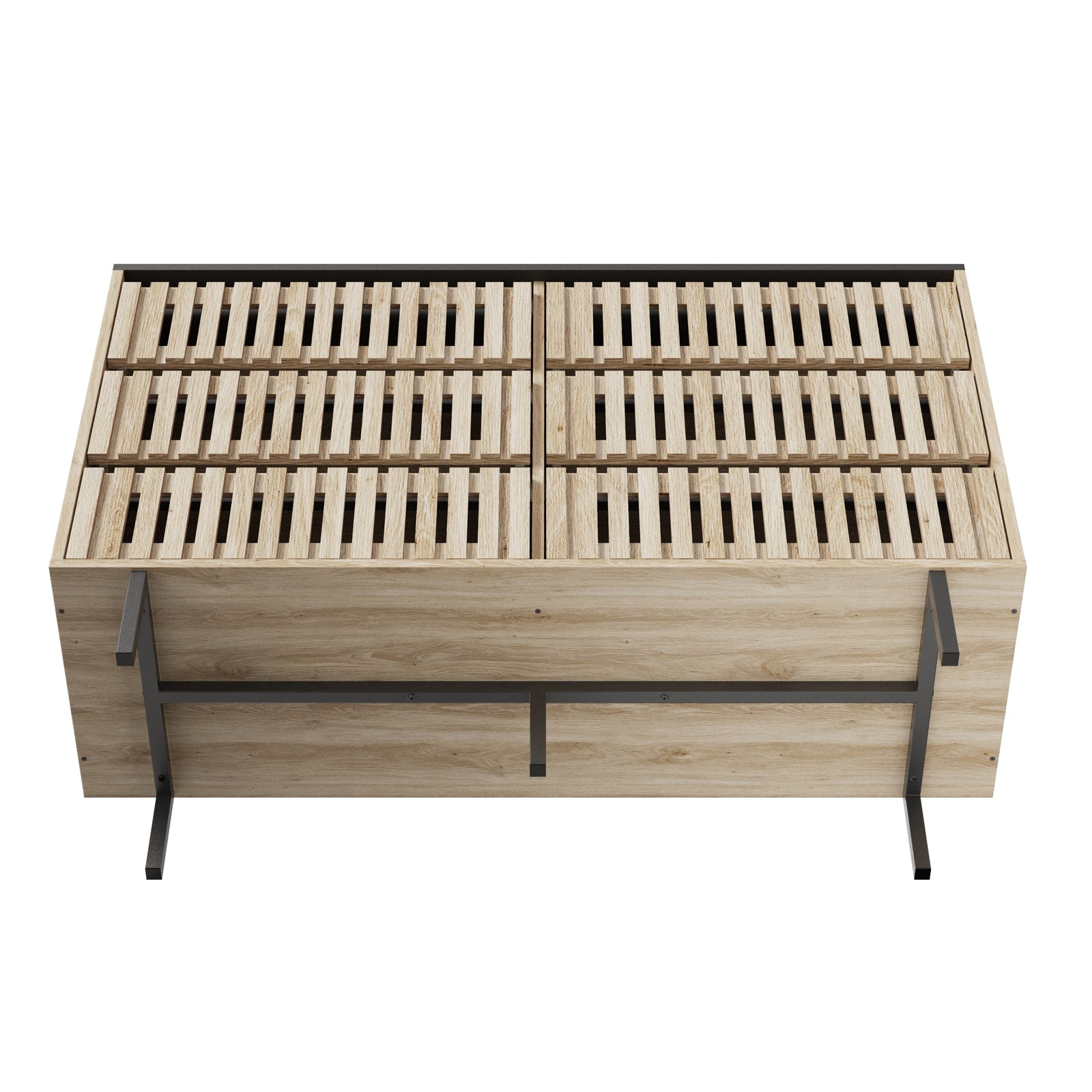 Nøordka Light Dresser Default 50" Natural & Black Minimalist Six Drawer Cabinet