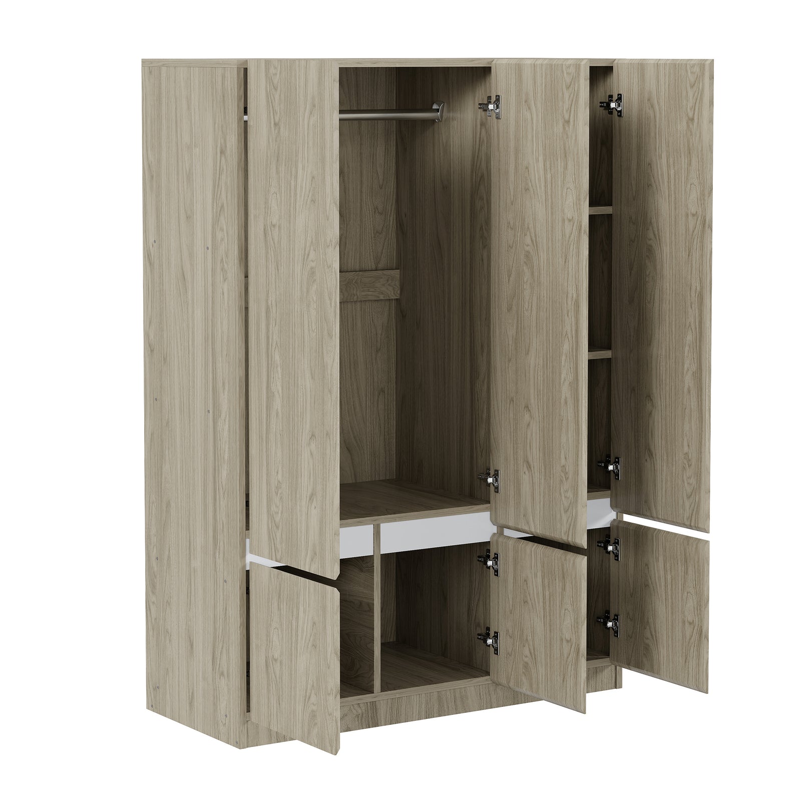 Nøordka Light Dresser Default 50" Natural Wood 6-Doors Wooden Wardrobe