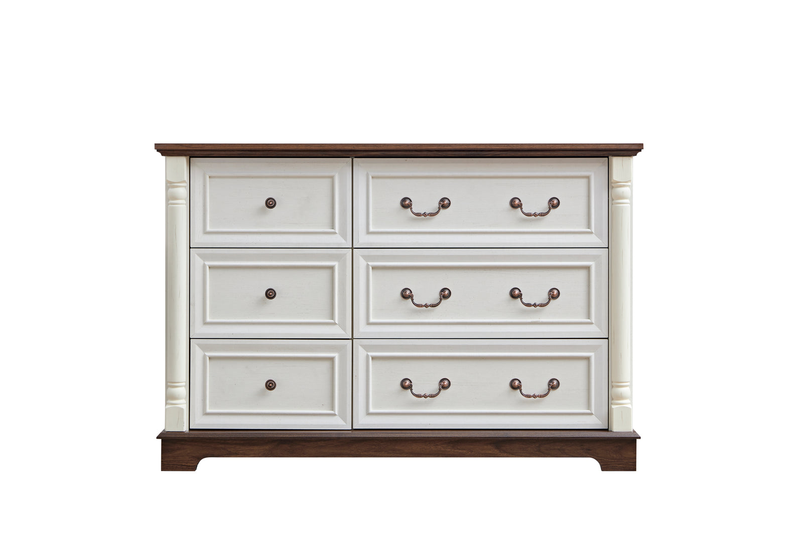 Nøordka Light Dresser Default 50" Walnut Rustic Farmhouse 6 Drawer Dresser Chest