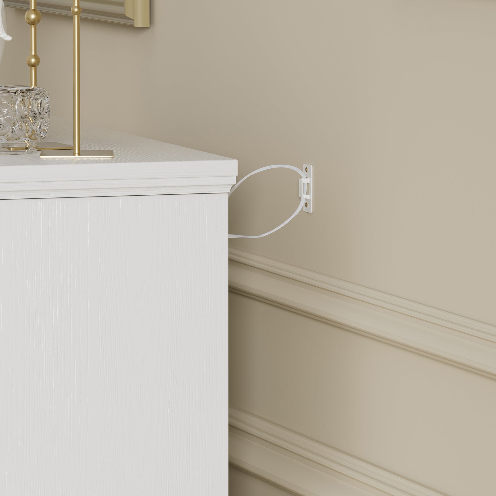 Nøordka Light Dresser Default 50" White Mid Century Modern 3 Drawer Bedroom Chest of Drawers