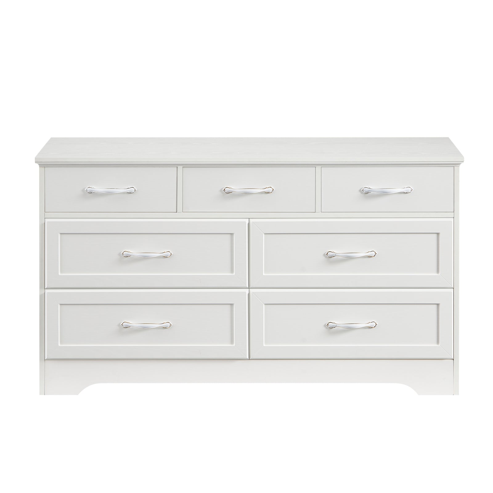 Nøordka Light Dresser Default 50" White Mid Century Modern 3 Drawer Bedroom Chest of Drawers