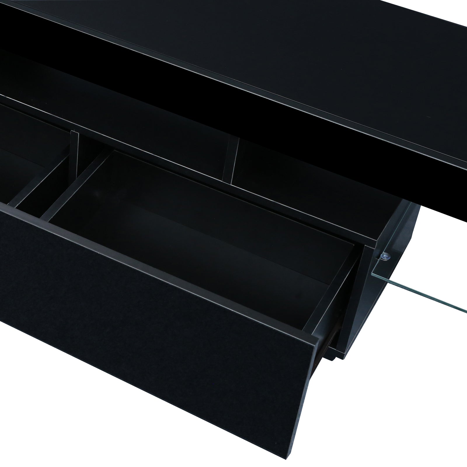 Nøordka Light Dresser Default 63" Mid Century Modern Gloss Black TV Stand With LED Lighting