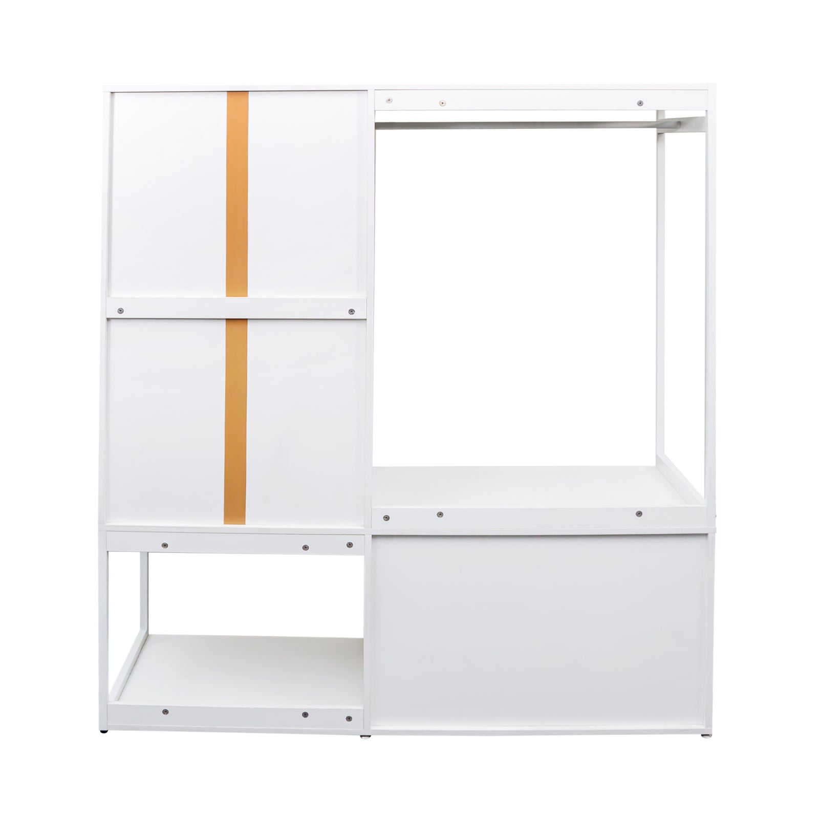 Nøordka Light Dresser Default 63" White High Wardrobe Closet with Shelves & Hanging Rod