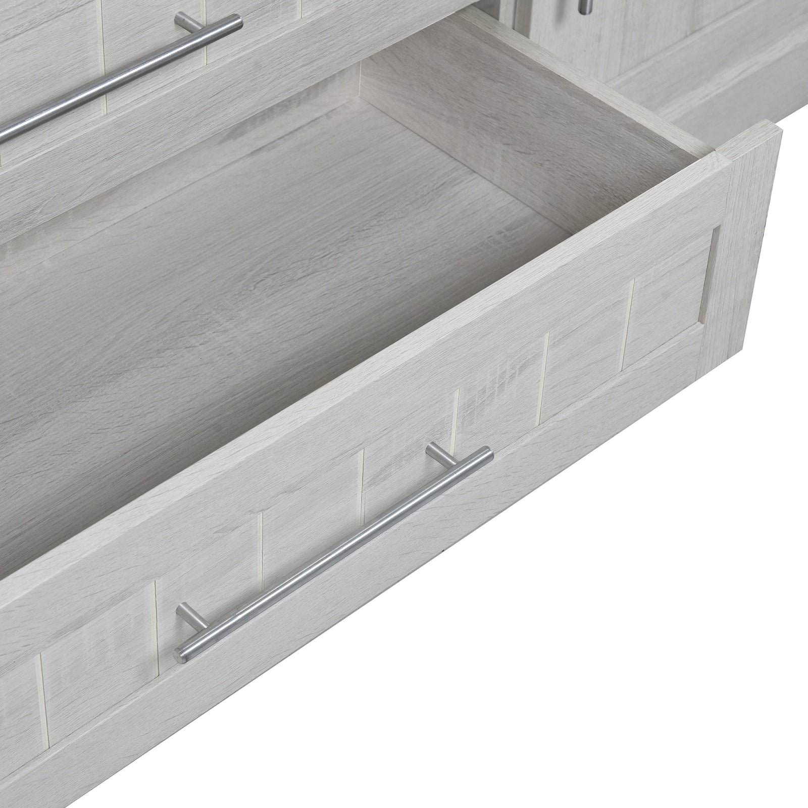 Nøordka Light Dresser Default 67" White 4 Door Wardrobe Armoire Closet with 3 Drawers