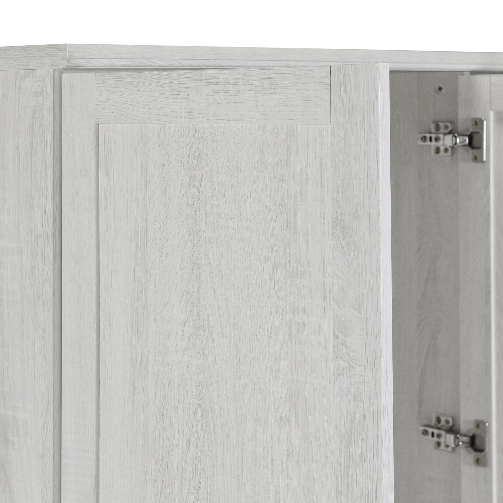 Nøordka Light Dresser Default 67" White 4 Door Wardrobe Armoire Closet with 3 Drawers