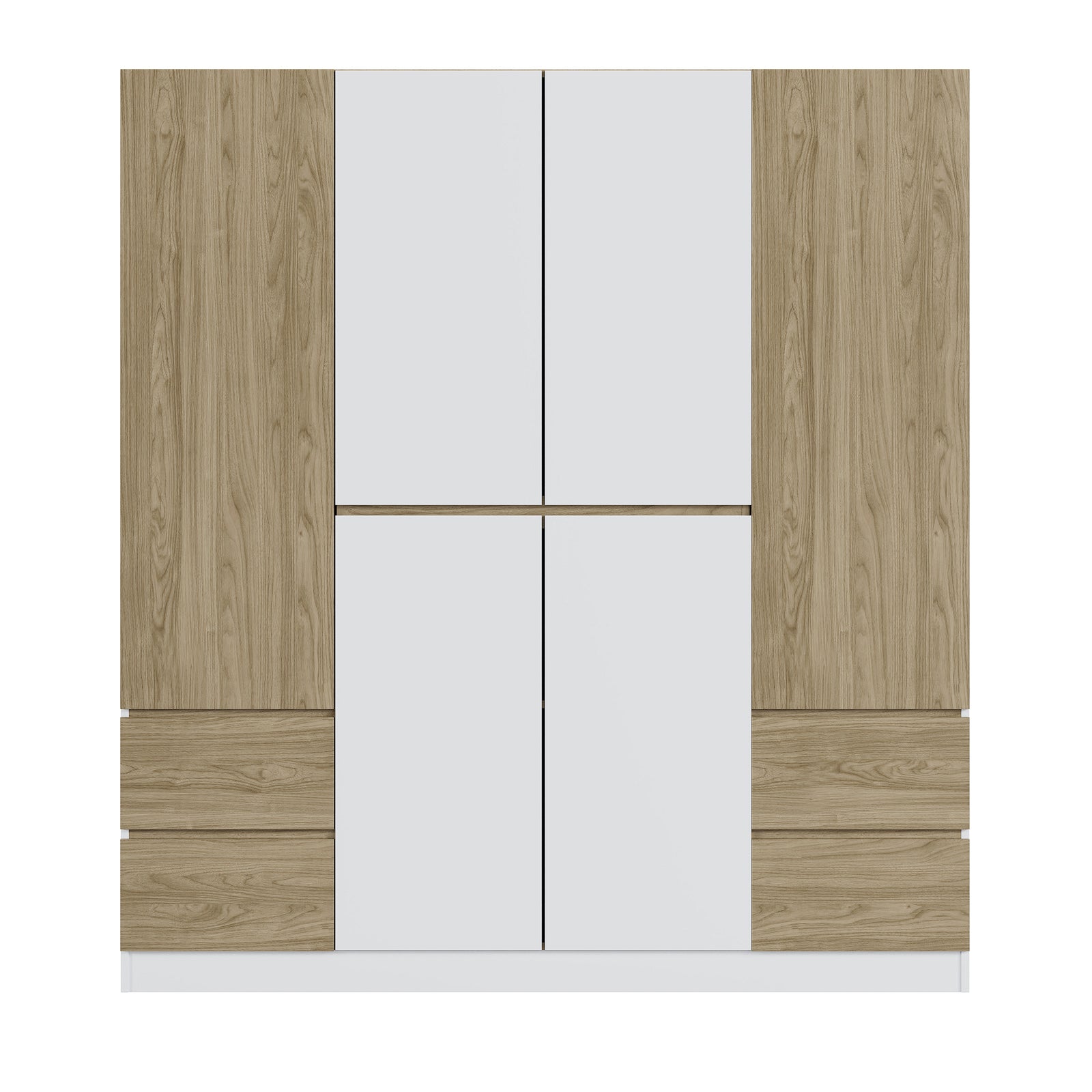 Nøordka Light Dresser Default 68" White & Natural 6-Door Wooden Wardrobe