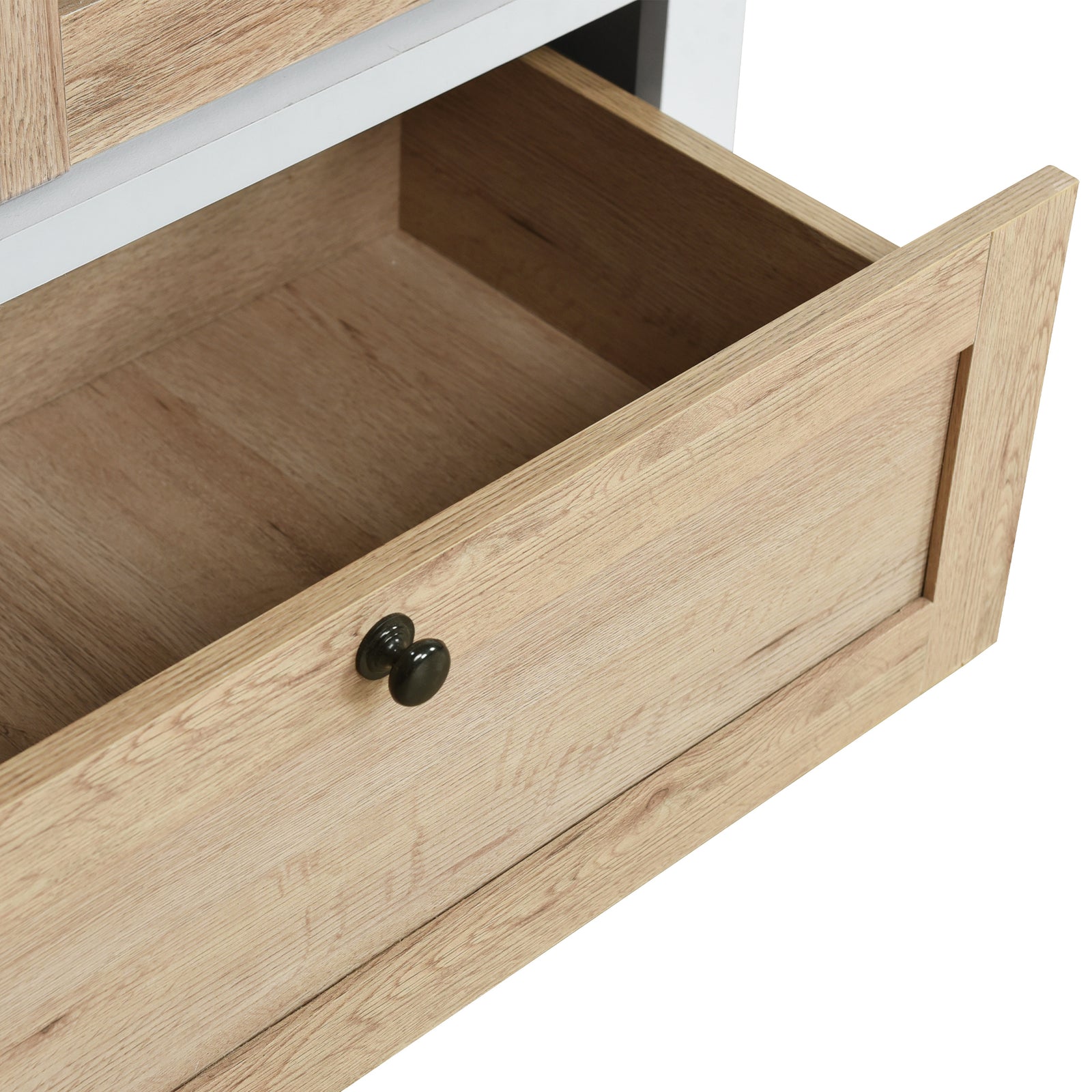 Nøordka Light Dresser Default 75" Natural & White 4 Shutter Door Wardrobe Armoire Closet