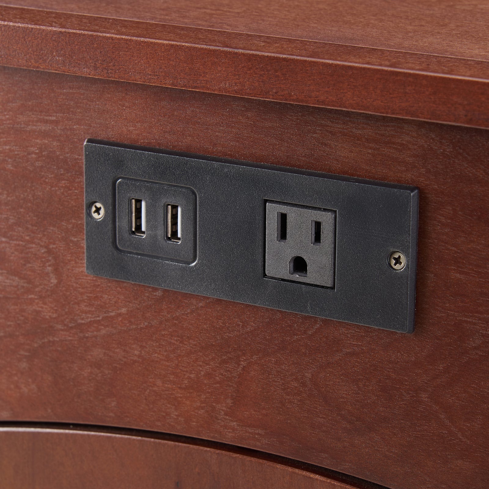 Nøordka Light Nightstand Default 13" Red Walnut Traditional End Table with Charging Station & USB Ports