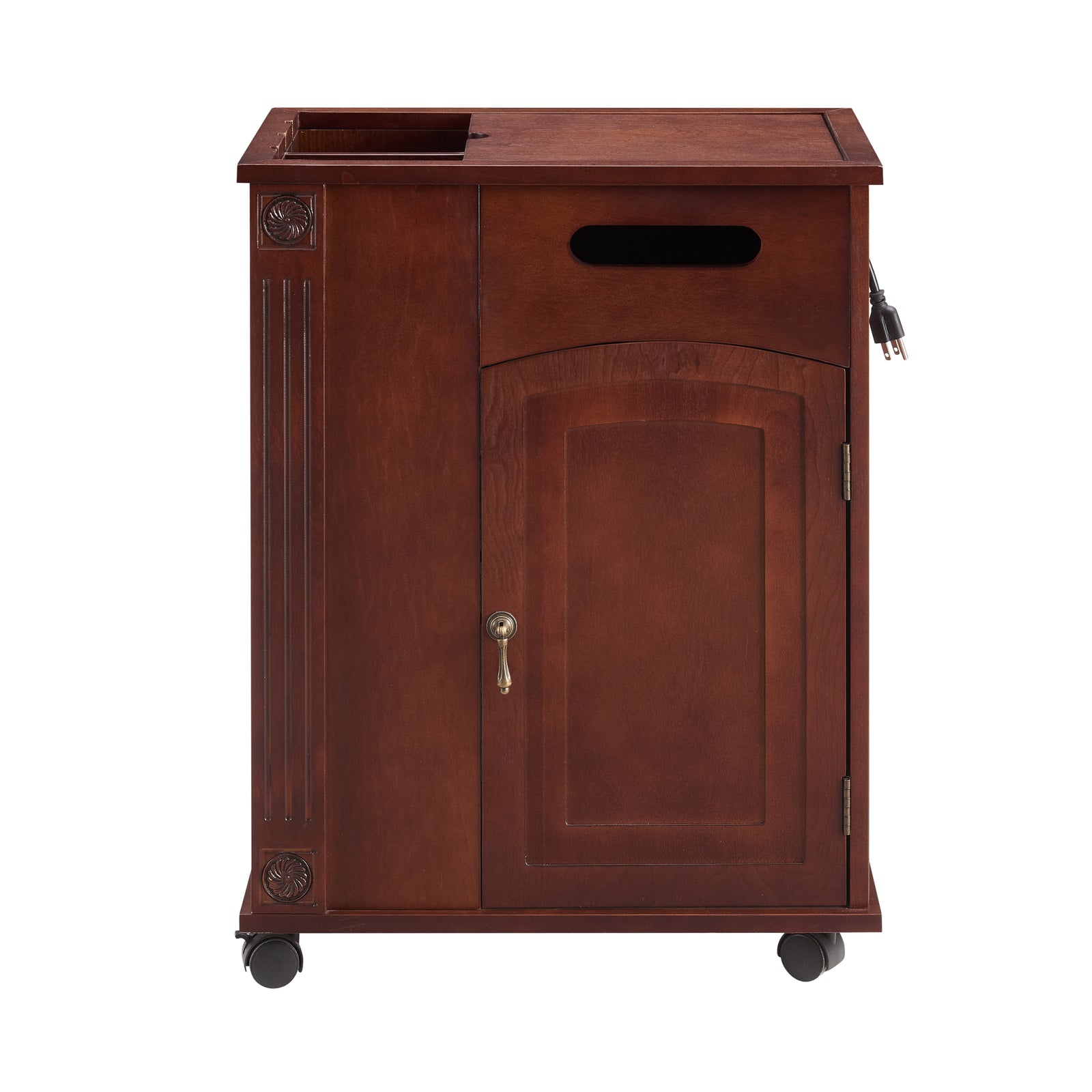 Nøordka Light Nightstand Default 13" Red Walnut Traditional End Table with Charging Station & USB Ports