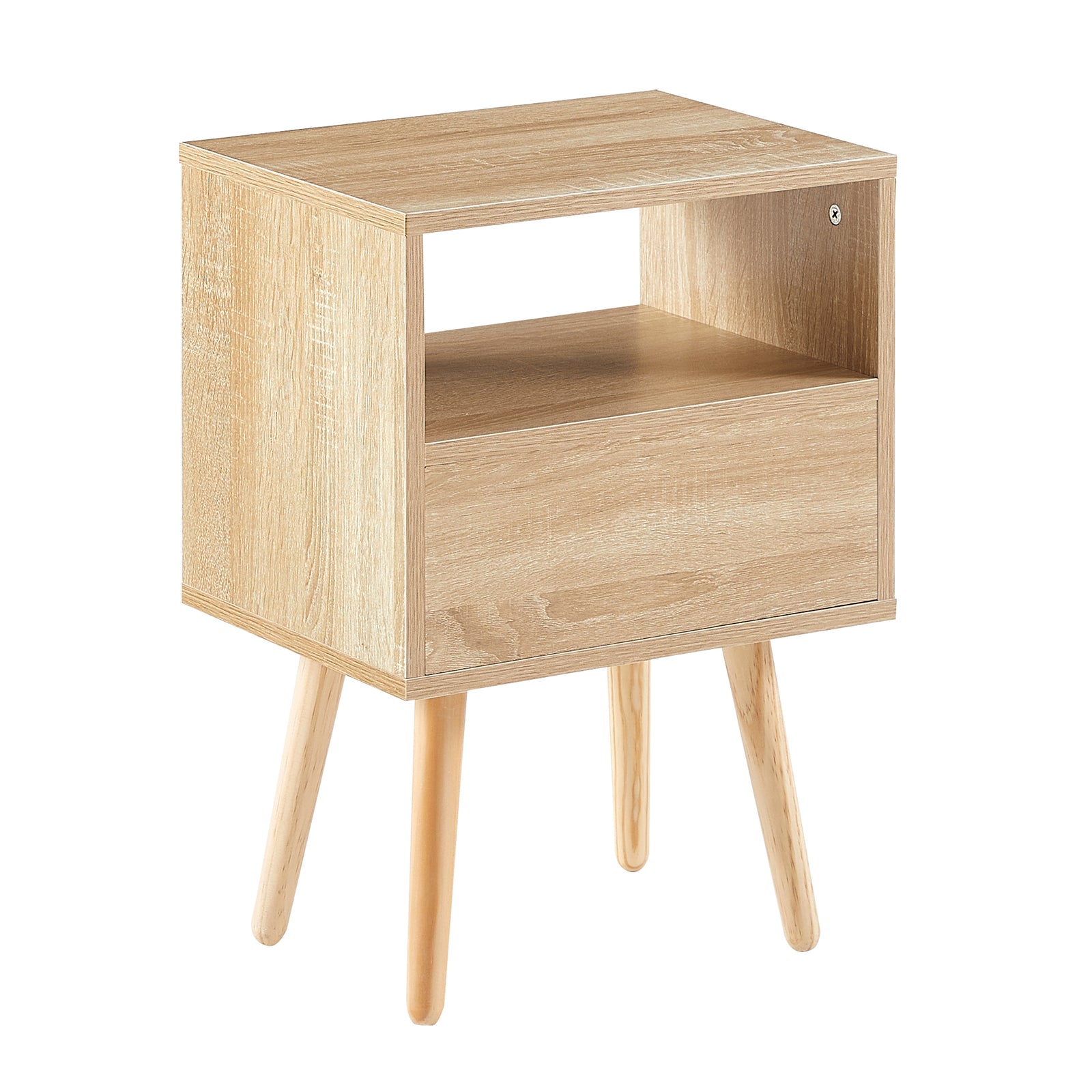 Nøordka Light Nightstand Default 16" Natural Rattan End Table with Drawer & Solid Wood Legs