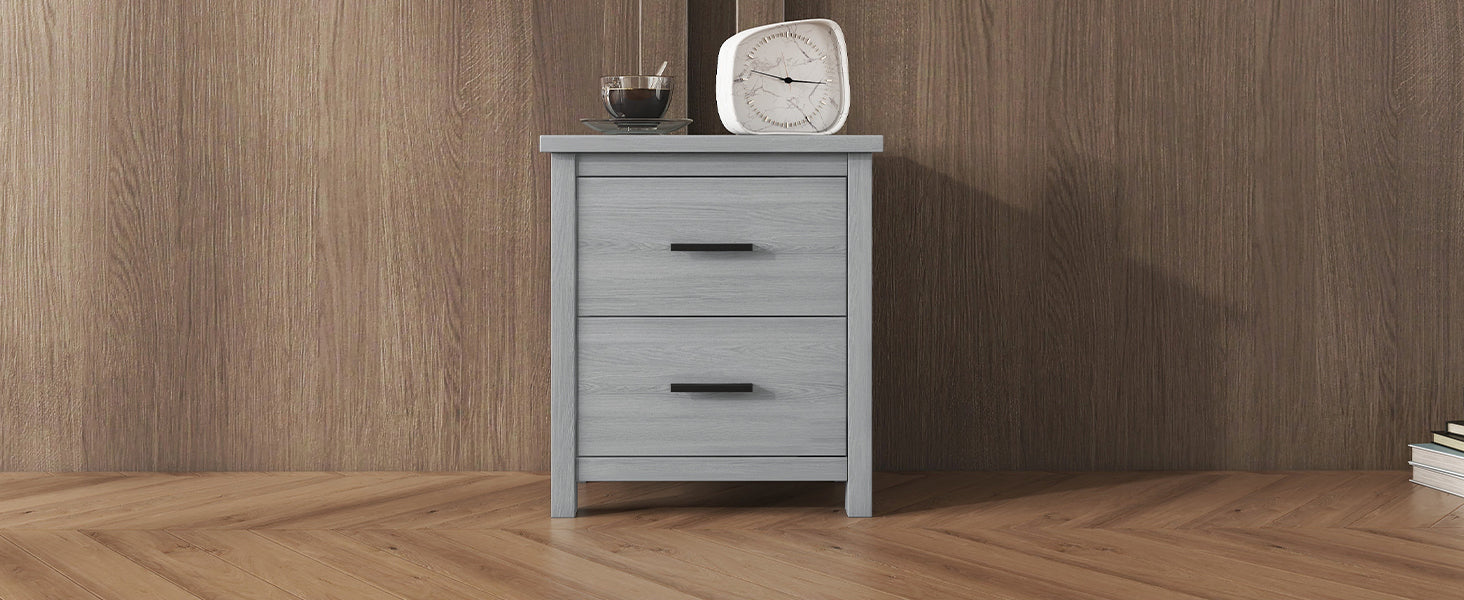 Nøordka Light Nightstand Default 19" Light Gray Vintage Wooden Nightstand